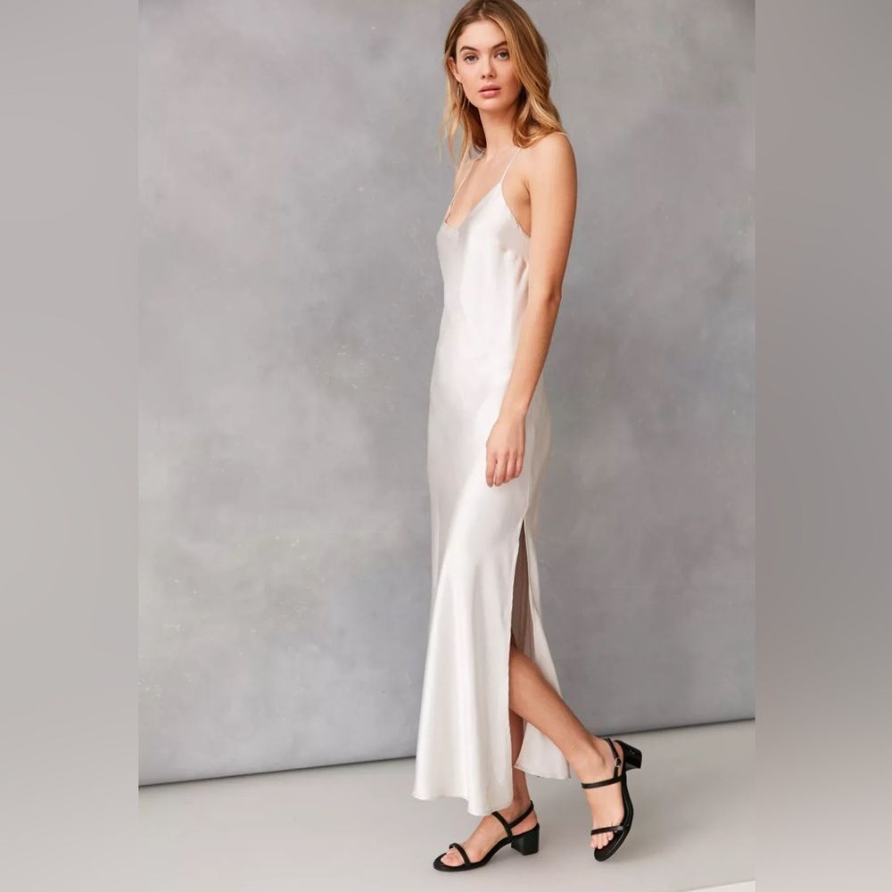 Bardot Pfeiffer Shine Maxi Slip Dress in Pearl 8